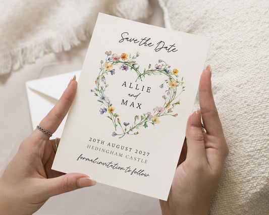 Personalised Save the Date Card, Wedding Save the Date Card, Wildflower Save the Date, Floral Save the Date, Save the Date Cards