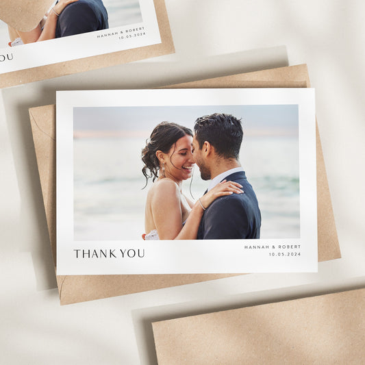 Postcard Wedding Thank You Cards, Folded Thank You Cards Wedding, Wedding Thank You, Thank You Wedding Card, Simple Wedding Card With Photo