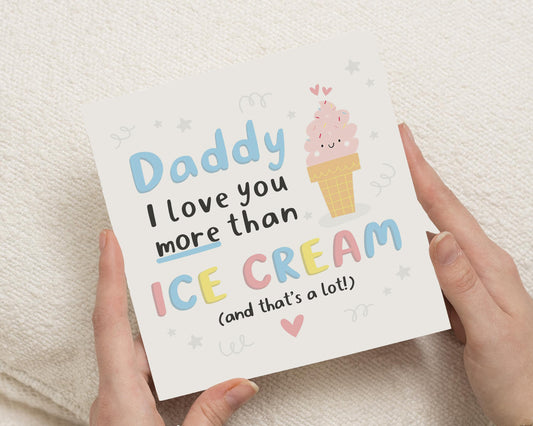 Birthday Card for Daddy, Daddy Birthday Card, Cute Birthday Card for Dad, Birthday Card from Kids, Ice Cream Birthday Card for Him
