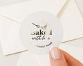 Baked With Love Sticker, Bakery Sticker, Personalised Business Logo Sticker, Gold Foil Sticker, Custom Bakery Label, Baking Gift Sticker