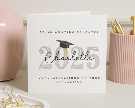 Graduation Card for Daughter, Personalised Graduation Card, 2025 Graduation Card, Congratulations Card for Her, Custom Name Card
