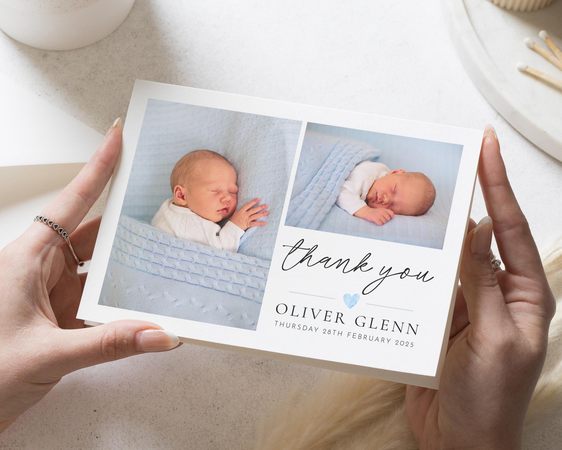 Baby Boy Photo Thank You Cards, Cute New Baby Cards Thank You, Personalised Thank You Cards New Baby Girl, Baby boy Postcard Thankyou Card