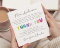 Thank You Card for Teacher, Personalised Teacher Thank You Card, Rainbow Thank You Card, End of Term Card, Thank You Card from Child