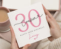 30th Birthday Card for Cousin, Personalised 30th Birthday Card, Pink Glitter Effect Birthday Card, Birthday Card for Her