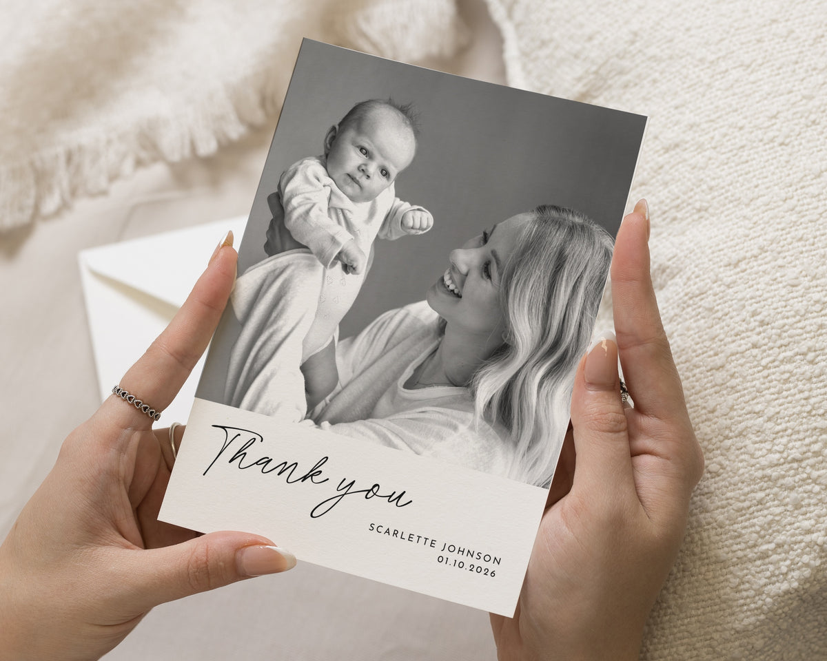 Personalised Baby Thank You Cards, Photo Baby Thank You Card, Birth Announcement Card, Minimal Baby Thank You Cards, New Baby Thank You