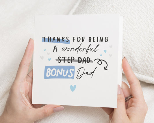 Step Dad Fathers Day Card, Bonus Dad Birthday Card, Fathers Day Card for Him, Birthday Card for Step Dad, Card for Bonus Dad