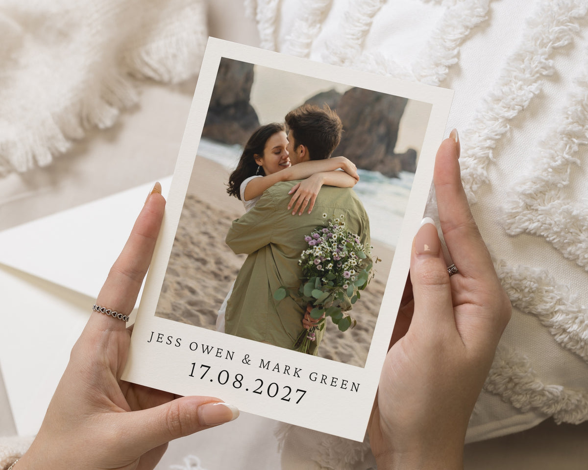 Personalised Save the Date Card, Wedding Save the Date, Photo Save the Date Cards, Simple Save the Date, Polaroid Save the Date