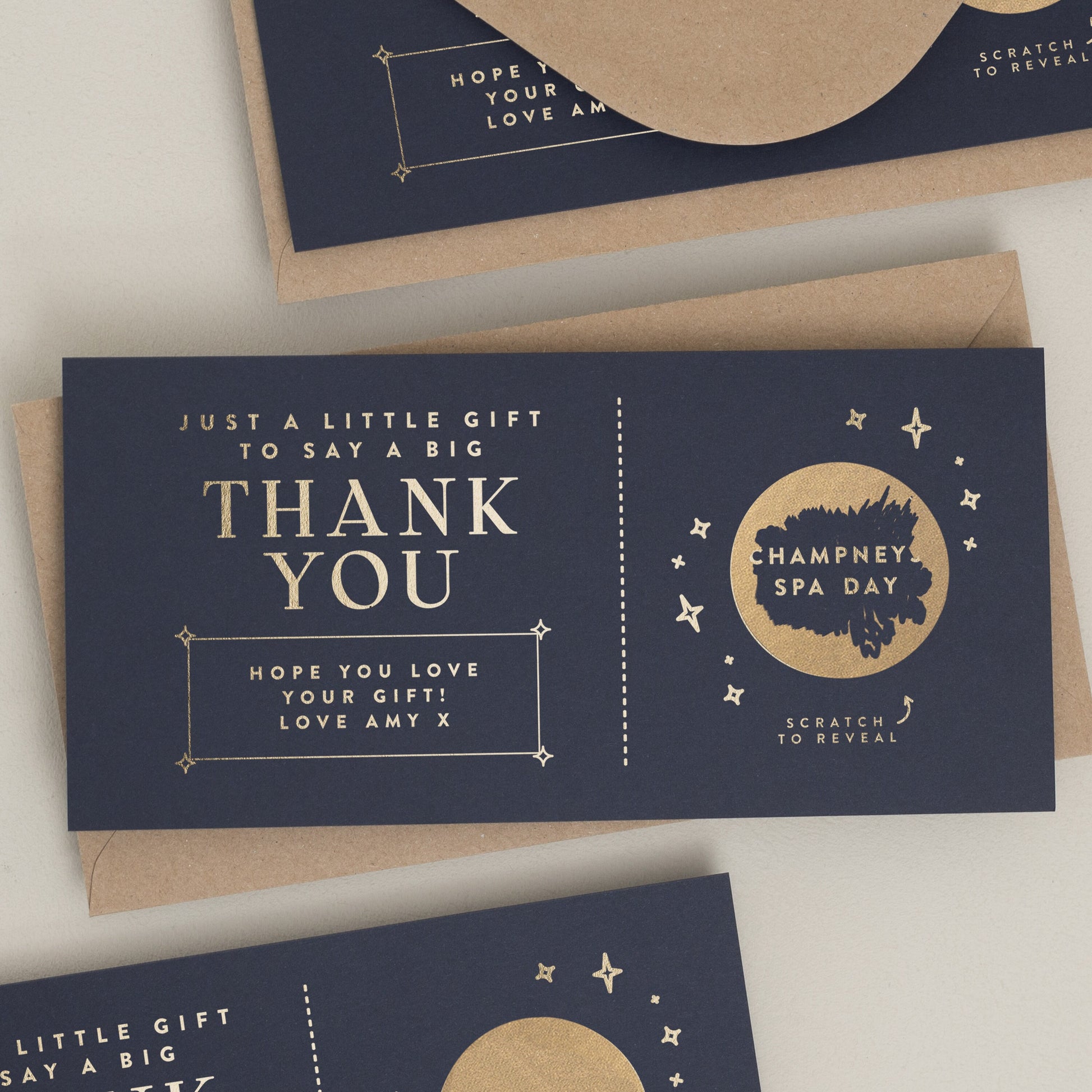 Personalised Thank You Gold Foil Scratch Gift Voucher, Thank You Gift Voucher, Thank You Gift, Scratch To Reveal, Gift Experience Ticket