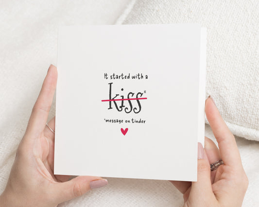Funny Valentines Day Card, Anniversary Card for Boyfriend, Girlfriend, Husband, Wife, Romantic Card, It Started With A Kiss Card
