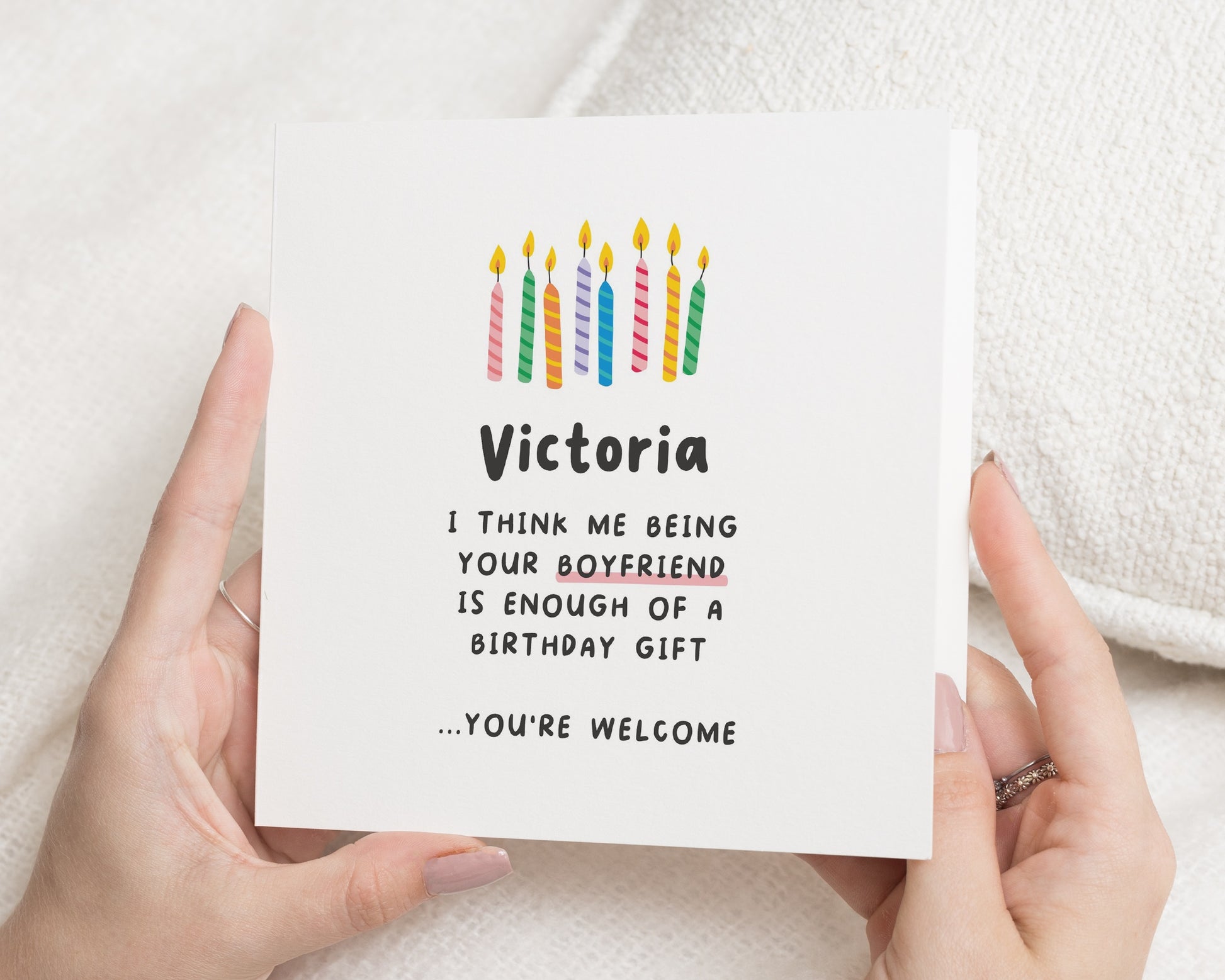 Personalised Birthday Card for Girlfriend, Funny Birthday Card for Her, Birthday Card from Boyfriend, Custom Birthday Card, Candles Card