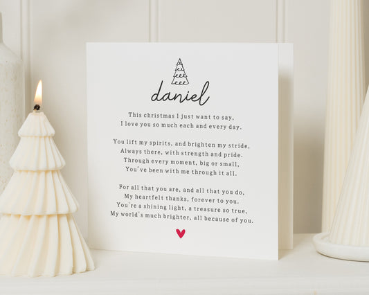 Christmas Card for Him, Personalised Christmas Card, Christmas Card for Husband, Boyfriend, Partner, Romantic Christmas Card, Poem Card