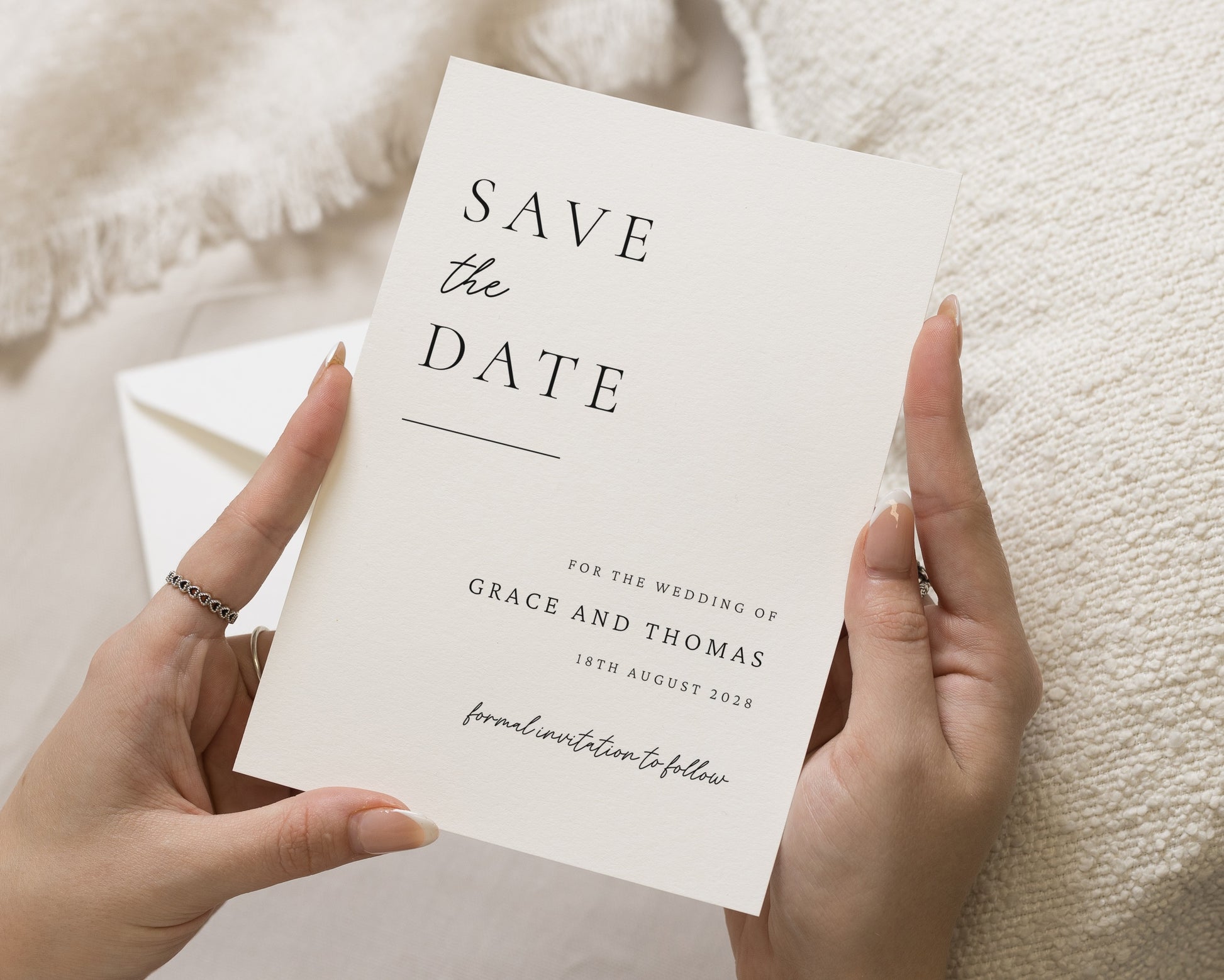 Save the Date Card, Wedding Save the Date Card, Personalised Save the Date Card, Simple Minimal Save the Dates, Elegant Custom Card