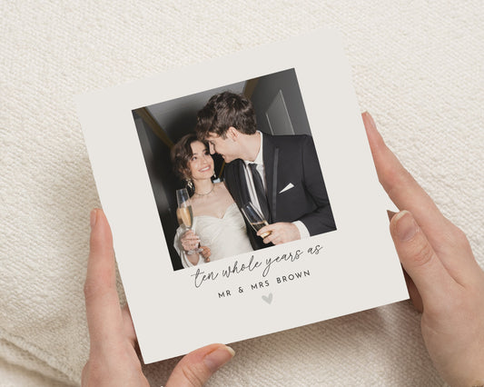 10th Anniversary Card, Personalised Photo Anniversary Card, Wedding Anniversary Card, Anniversary Card for Husband Wife Couple