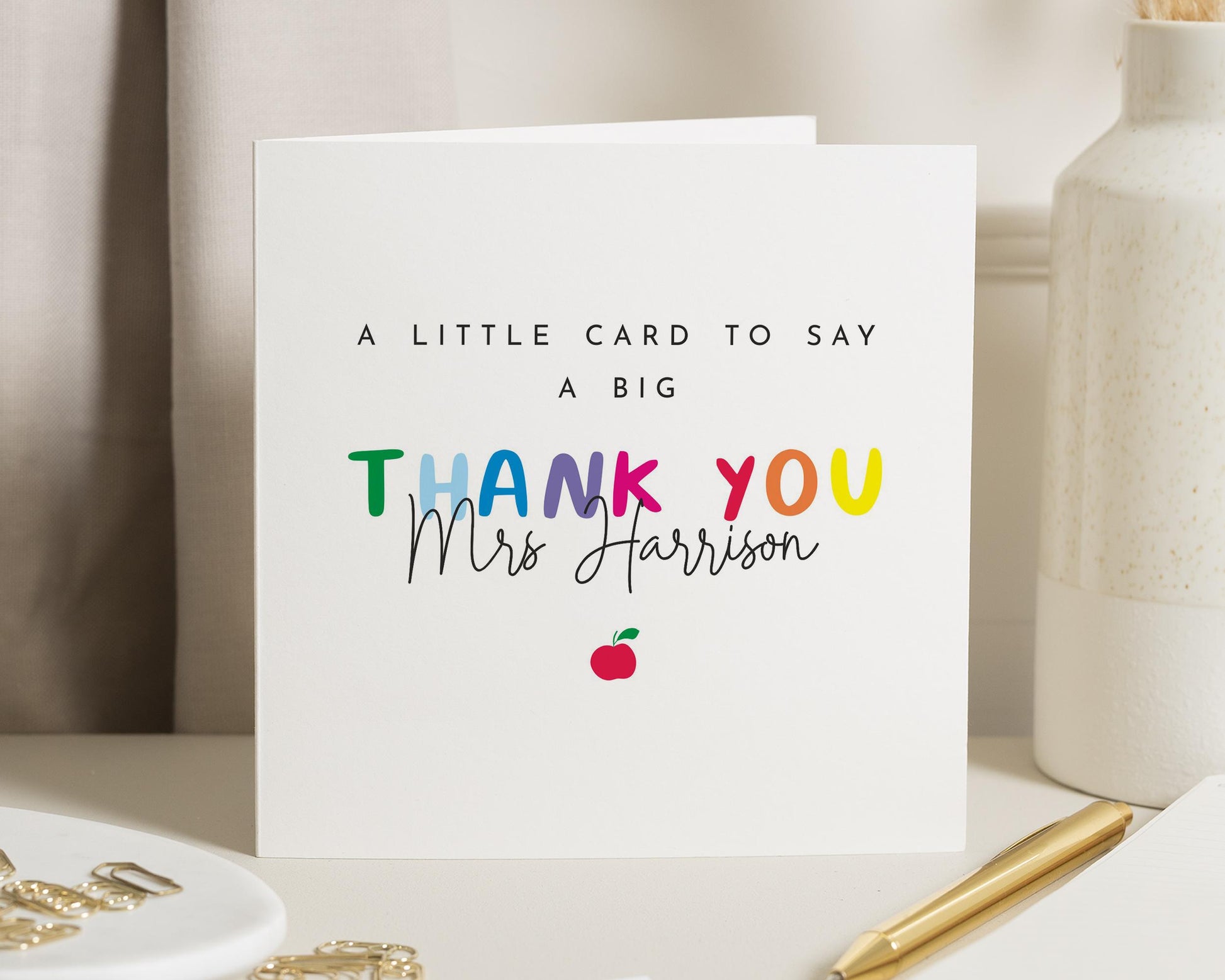Thank You Teacher Card, Personalised Teacher Thank You Card, Thank You Card for Teacher, End of Term Card, Rainbow Thank You Card
