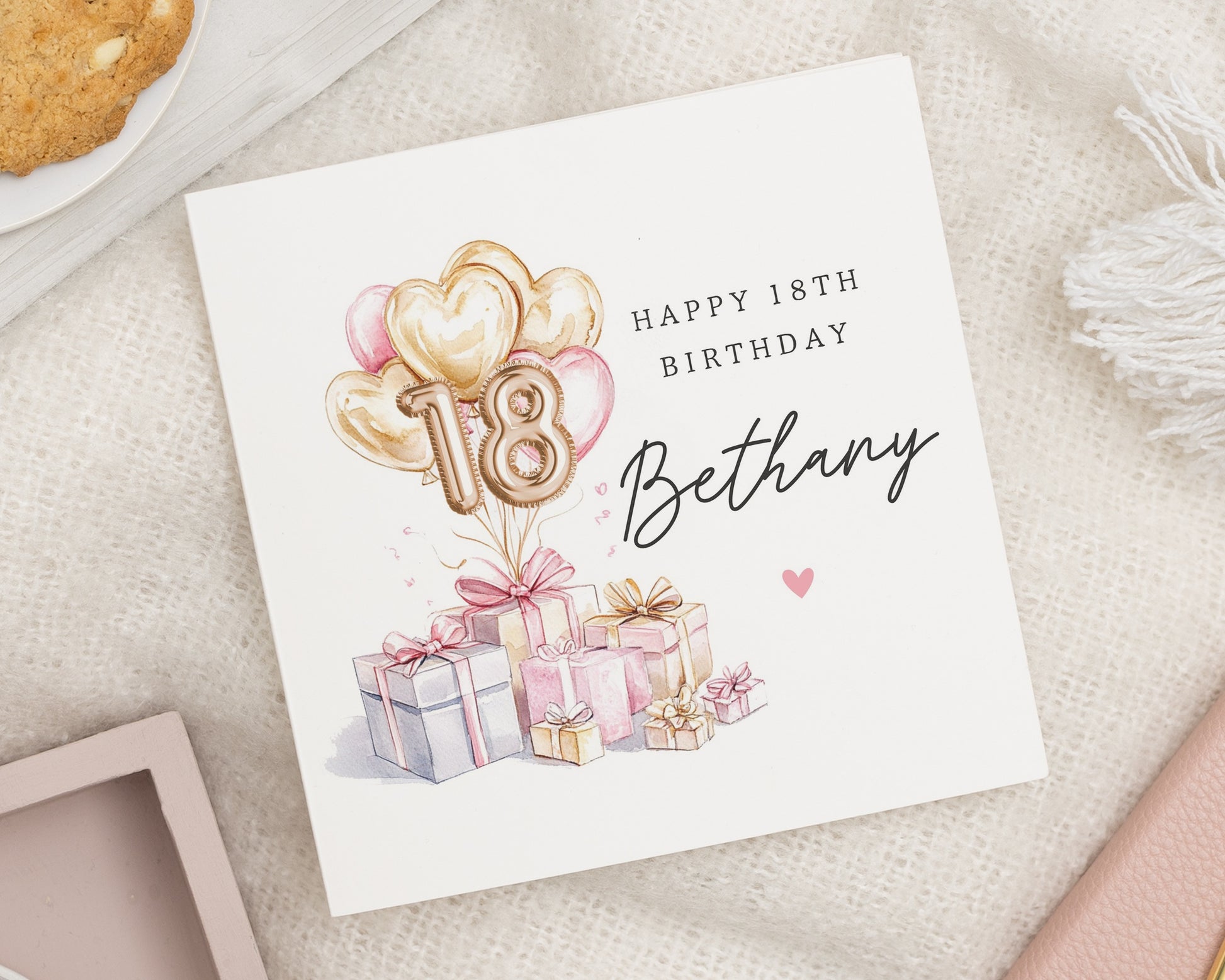 18th Birthday Card for Her, Personalised Birthday Card, Birthday Card for Daughter, Sister, Granddaughter, Niece, Friend