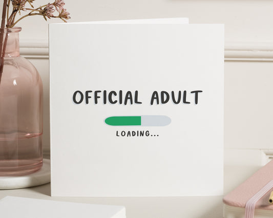 Funny Birthday Card, Official Adult Birthday Card, Milestone 18th 21st Birthday Card, Simple Birthday Card, Card for Him or Her