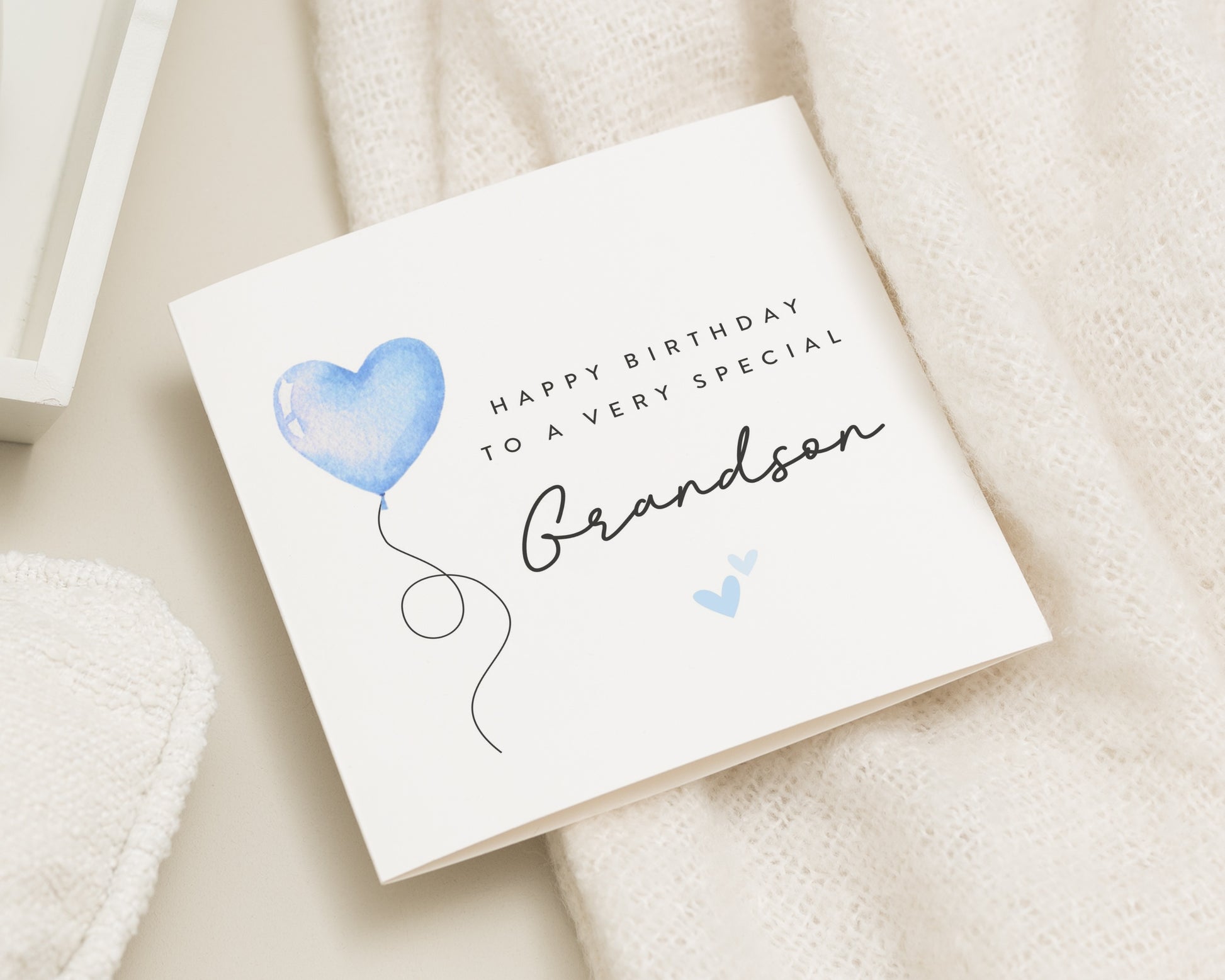 Birthday Card for Grandson, Grandson Birthday Card, Personalised Birthday Card, Birthday Card for Boy, Cute Blue Balloon Birthday Card