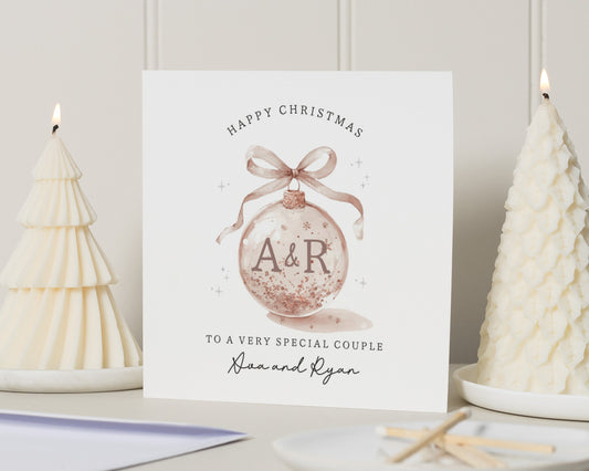Christmas Card for Couple, Personalised Bauble Christmas Card, Special Couple Christmas Card, Custom Christmas Card for Her or Him