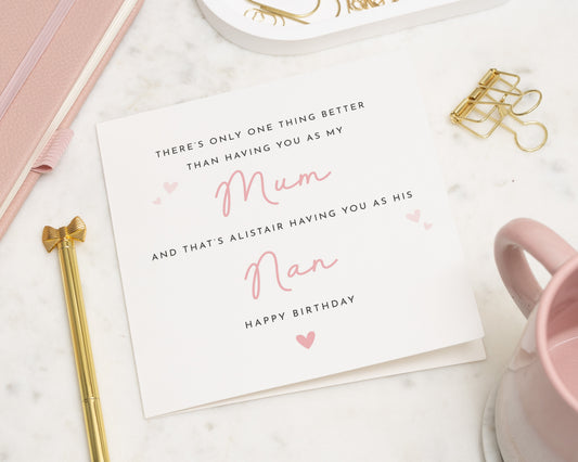 Birthday Card for Mum, Mum Birthday Card, Personalised Birthday Card, Birthday Card from Son or Daughter, Nan Birthday Card