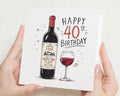 40th Birthday Card, Fortieth Birthday Card for Him, 40th Birthday Card for Her, Wine Birthday Card, Aged to Perfection Card