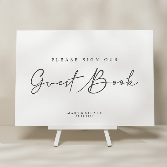 Modern Guest Book Wedding Sign, Sign Our Guest Book, Simple Elegant Wedding Sign For Guest Book, Minimalistic Wedding Signage &#39;Mary&#39;