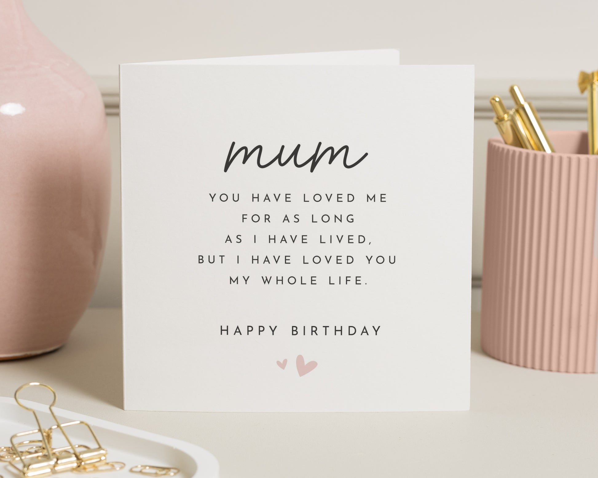 Birthday Card for Mum, Mum Birthday Card, Birthday Card for Her, Simple Birthday Card, Personalised Mum Card, Heart Birthday Card