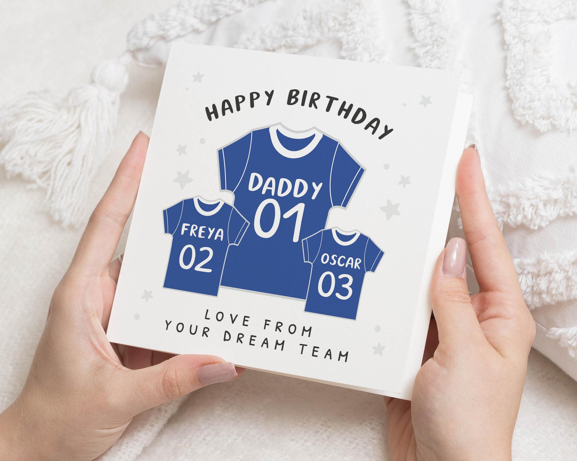 Birthday Card for Daddy, Personalised Football Shirt Card, Birthday Card from Kids, Dad Birthday Card, Daddy Birthday Card