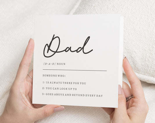 Dad Birthday Card, Fathers Day Card, Card for Dad, Birthday Card for Him, Dad Definition Card, Simple Fathers Day Card