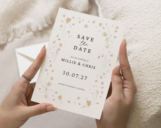 Personalised Save the Date Card, Wedding Save the Date, Floral Save the Date, Rustic Save the Date, A6 or 5x7 Save the Date Card
