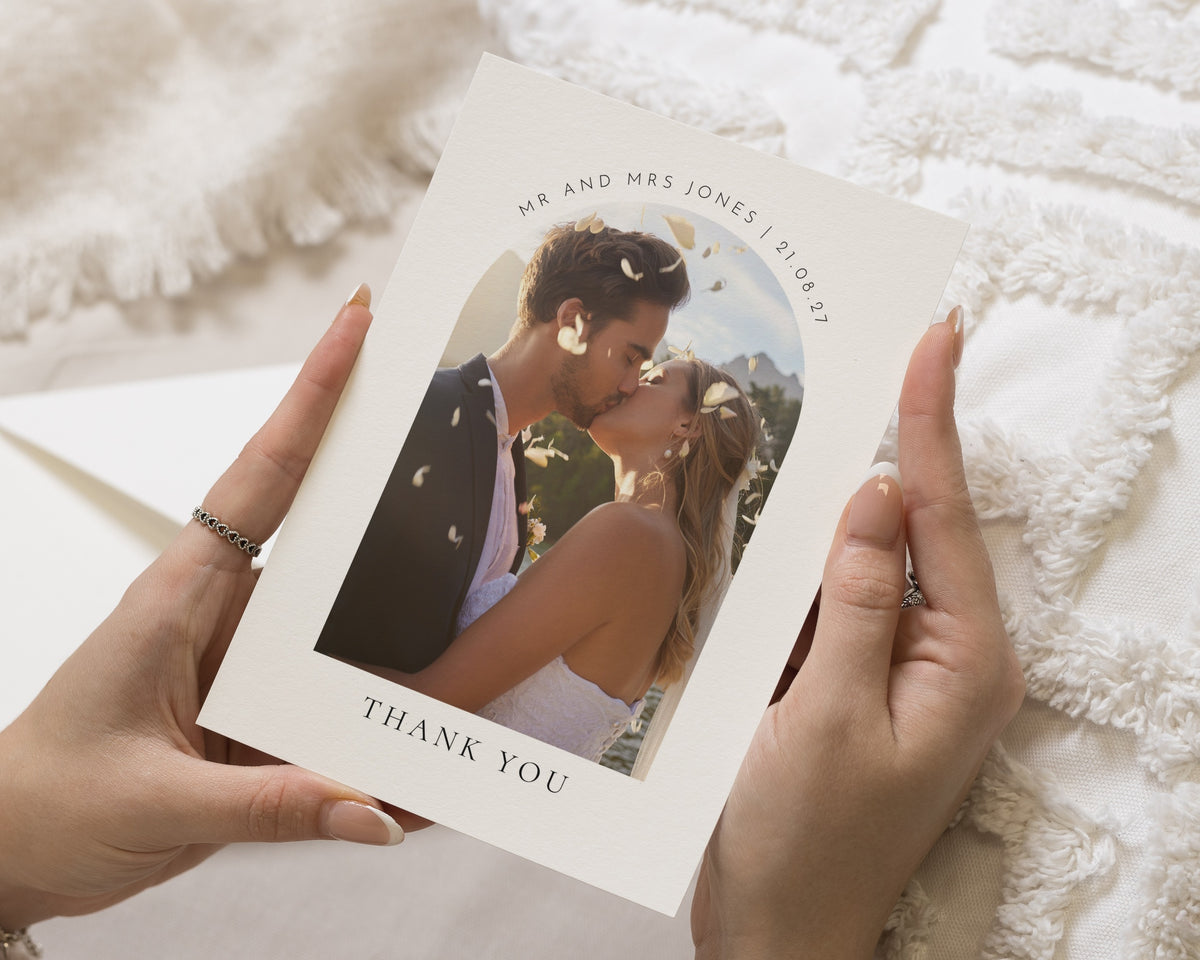 Personalised Wedding Thank You Cards, Photo Wedding Thank You Card, Folded Thank You Cards, Minimal Thank You Card for Wedding, A6 or 5x7