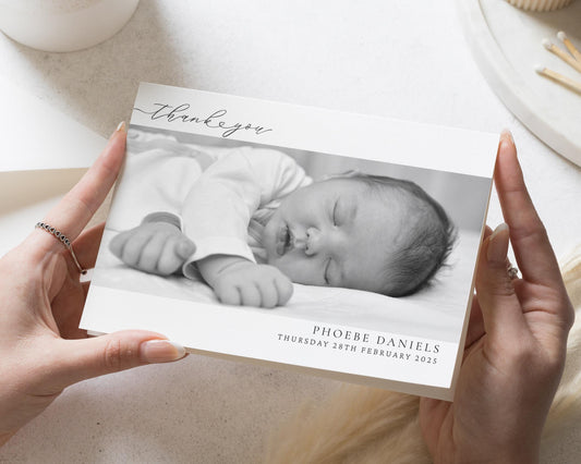 Baby Photo Folded Thank You Cards, New Baby Photo Thankyou Cards, Baby Personalised Thank You Card, New Baby Boy Announcement Cards, Baptism