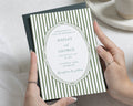 Green Striped Wedding Invitations, Elegant Wedding Invite, Classic Personalised Wedding Invitation Suite, Vintage Frame Wedding Stationery