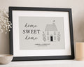 Personalised Home Sweet Home Print, Neutral Wall Art, New Home Gift, Housewarming Gift, Address Print, Black Framed Print With Mount