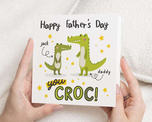 Fathers Day Card from Child, Crocodile Fathers Day Card, Daddy Fathers Day Card, Cute Fathers Day Card, Personalised Card for Dad