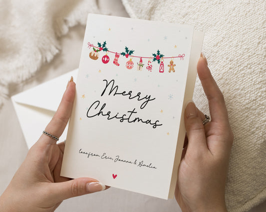 Personalised Christmas Card, Merry Christmas Card, Family Christmas Card, Custom Name Card, Festive Card, Pack of Christmas Cards