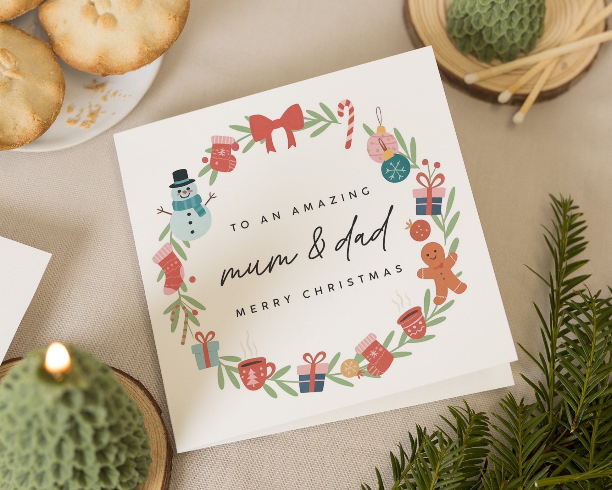 Christmas Card for Mum and Dad, Merry Christmas Card, Parents Christmas Card, Cute Christmas Card for Mum, Dad, Family Christmas Card