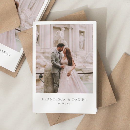 Postcard Thank You Cards With Photo, Wedding Thank You Card, Folded Wedding Thank You, Thank You Card, Simple Wedding Card With Photo