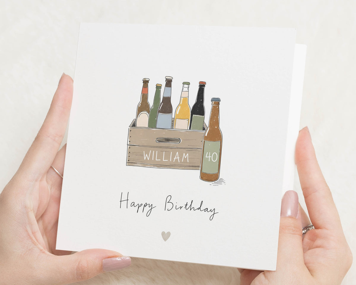 Personalised 40th Birthday Card for Him, Beer Birthday Card, Dad Husband Brother Friend, Custom Birthday Card for Men, 40th Birthday Cards