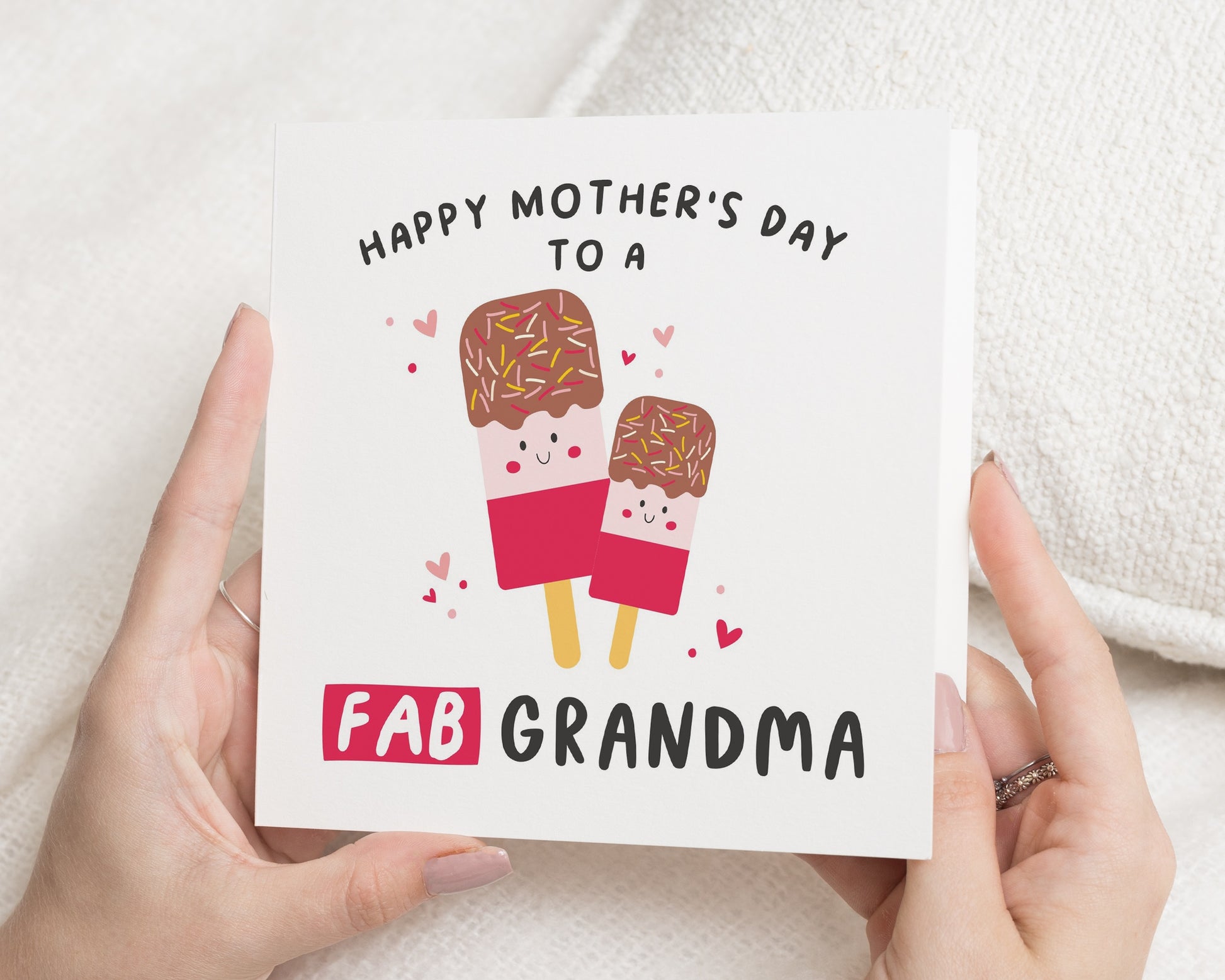 Mother's Day Card for Grandma, Fab Grandma Card, Cute Mother's Day Ice Lolly Card, Mother's Day Card for Her, Personalised Card
