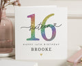 16th Birthday Card, Personalised Birthday Card for Girl, Birthday Card for Daughter, Rainbow Birthday Card, Sweet 16 Card