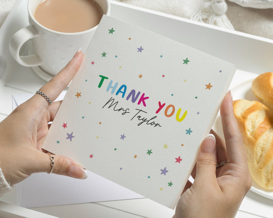 Teacher Thank You Card, Personalised Teacher Card, Thank You Card for Teacher, Teaching Assistant Card, Nursery Teacher Thank You Card