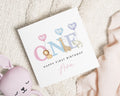1st Birthday Card Girl, Personalised First Birthday Card, Safari Animals, Custom Name Card, Birthday Card Daughter