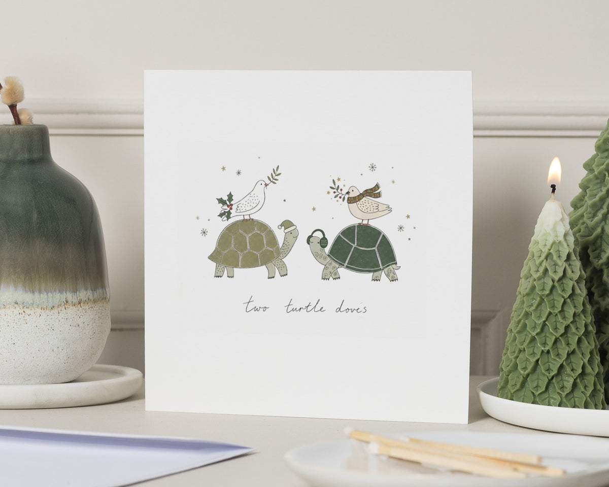 Christmas Card, Funny Christmas Card, Cute Christmas Cards, Two Turtle Doves Card, Animal Christmas Card, Xmas Card for Friend