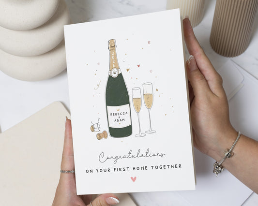 Personalised New Home Card, New Home Card for Couple, First Home Together Card, Congratulations Card, Moving House Card, Champagne Card