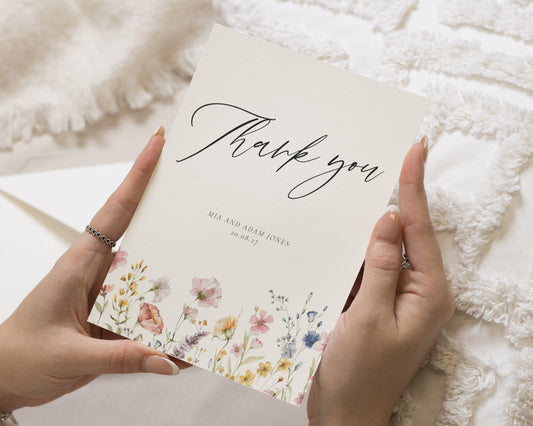 Personalised Wedding Thank You Cards, Personalised Thank You Cards, Floral Wedding Thank You Cards, Wildflower Thank You Cards