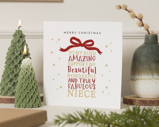 Christmas Card for Niece, Niece Christmas Card, Merry Christmas Card for Her, Personalised Christmas Card, Fabulous Niece Card