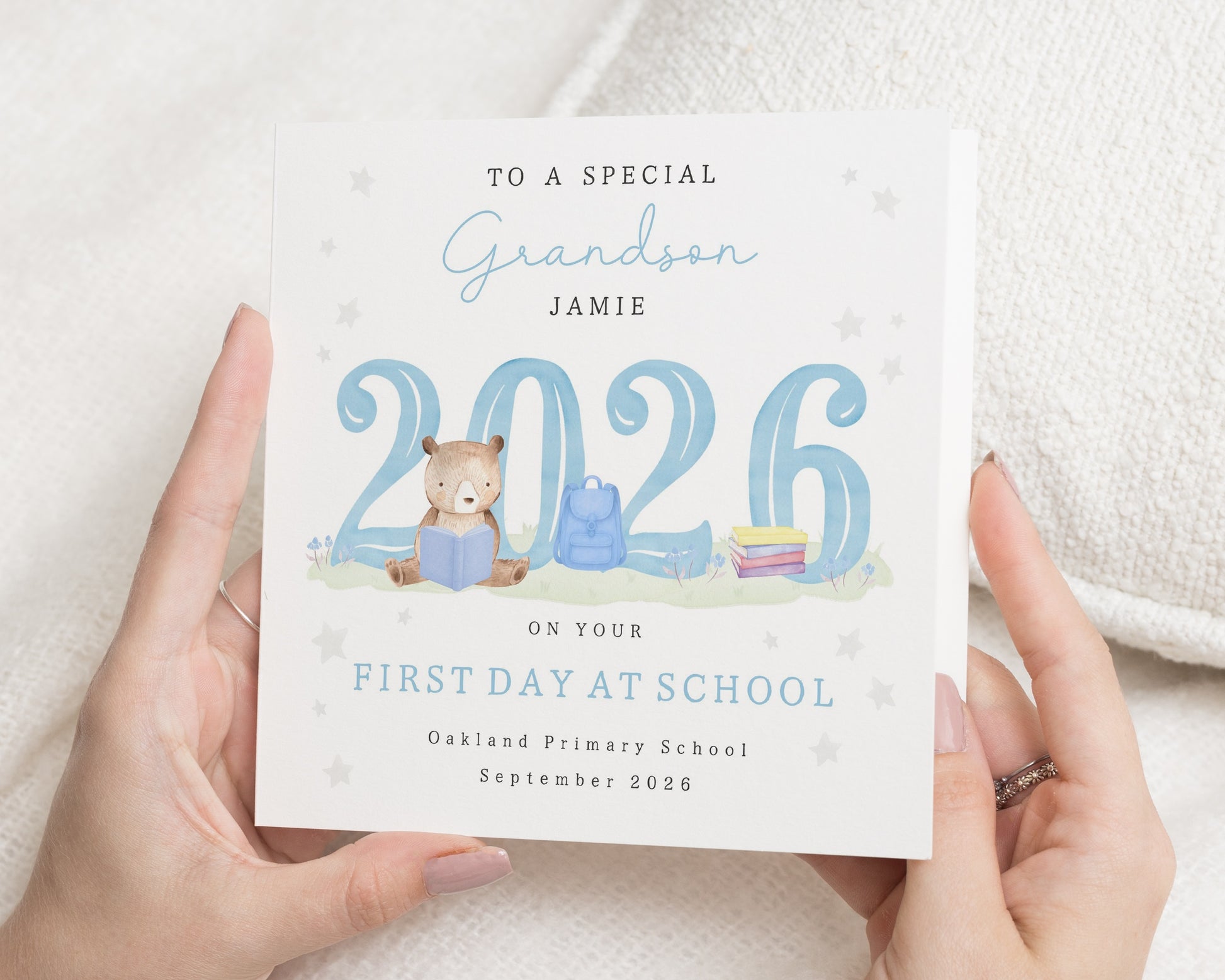 First Day at School Card, Personalised School Card for Grandson, Good Luck Card for Boy, First Day of School Card, Back to School Card