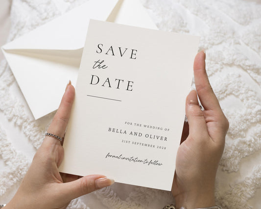 Personalised Save the Date Card, Wedding Save the Date, Simple Minimal Save the Date
