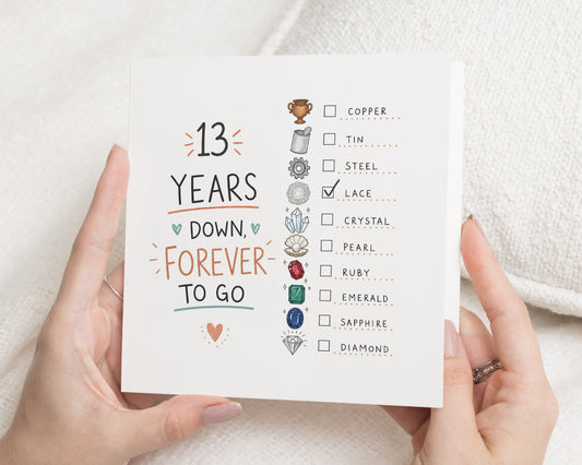 13th Anniversary Card, Lace Anniversary Card, Anniversary Card for Husband, Anniversary Card for Wife, Wedding Anniversary Card