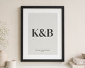 Personalised Couple Initials Print, Off White Wall Art, Wedding Gift, Anniversary Gift, Minimalist Monogram Framed Print